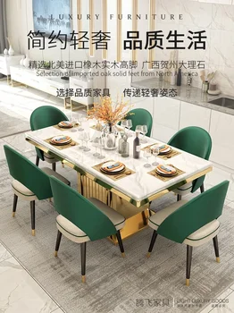 Luxusní moderní jednoduchá jídelní stůl mramorová jídelní stůl Hong Kong-styl kombinace