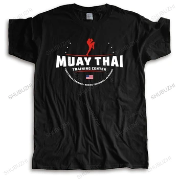 Muži posádky krk krátký rukáv muži Tričko bavlněné topy Muay Thai značky top tees unisex Vysoce Kvalitní teeshir pro něj plus velikost