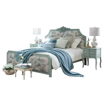 Francouzský minimalistický masivního dřeva princezna postel Americká country manželská postel ložnice postel Zahrada Evropské tkaniny soft bag