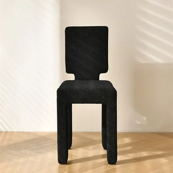 Nordic Creative Black Fleece Jídelní Židle Domů Moderní Minimalistický Iny Styl Stolice Make-Up Opěradlo Židle