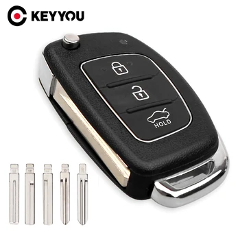 KEYYOU 3 Tlačítko Pro Hyundai Solaris Ix35 Ix45 Série Auto Klíč prázdné Pouzdro Fob Uncut Skládací Flip Dálkový Klíč Shell Klíče od Auta Případě