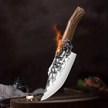 Longquan Kovaný Nůž Řeznický Speciální Nůž Kuchyňský Ostrý Sekáček na Maso Vepřové Nůž Dělící Nůž