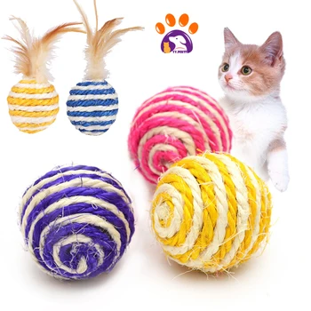 Premium Cat Sisal Poškrábání Míč Školení Interaktivní Hračka pro Kotě Pet Soft Interaktivní Kotě Plyšové Hračky pro domácí Kočky