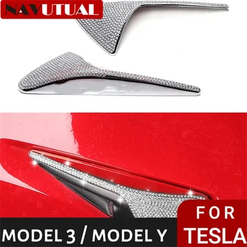 Kovové Bling směrovka Boční Kamera Kryt pro Tesla Model 3 Y Y X Crystal Diamond Vlevo, Vpravo Třpytivá Samolepka Auto Příslušenství