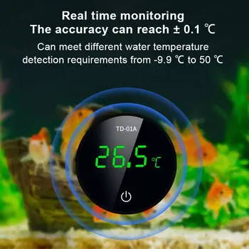 ABS Akvarijní Teploměr -9.9to50℃ Nabíjení Typu C Elektronické Teplota Vody Nástrojem LCD Externí Digitální Teploměr