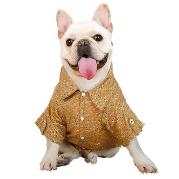 Letní Mops Bavlněné Povlečení Tričko Pet Oblečení Pro Psy Tenké Teddy Pomeranian Malé Střední Pes Košile Francouzský Buldoček Pes Kostým