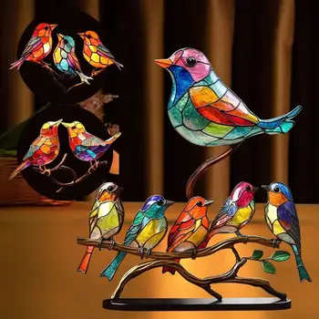 Ptáci Pět Ptáček Ozdoby Krásné Barevné Kovové Ploché Pták Dekorace Kovový Pták Dekorativní Ozdoby Pokoj