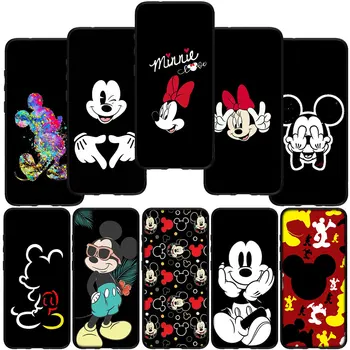 Černý Mickey Mouse Minnie Karikatura Kryt Telefonu pro Samsung Galaxy Note 20 Ultra 10 9 S9 S10 Plus A70 A71 A02 A11 A7 M21 Případě