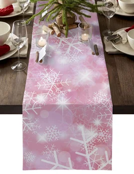 Vánoční Růžová Sněhové Vločky Domova Tabulka Běžec Svatební Dekorace Ubrus Kuchyňský Stůl Prostírání