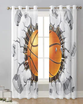 Basketbal Stěny Trhliny Čiré Závěsy pro Obývací Pokoj Okenní Transparentní Tylu Voile Opona Domova Závěsy