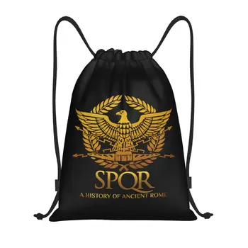 SPQR Římské Říše Stahovací Batoh Sport Posilovna Sackpack Přenosné Gladiator Tričko Imperial Golden Eagle Emblém Nákupní Taška