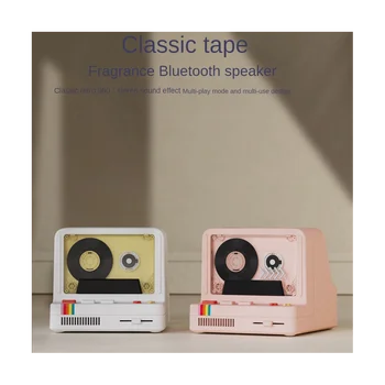 Klasické Pásky Bluetooth Reproduktor Retro Pohodlné Přenosné Aromaterapie Noční Světlo Multi-Funkční Mini Audio,Modrá