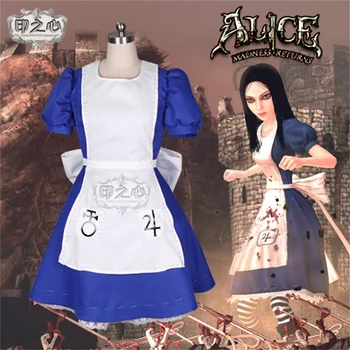 COSLEE Alice: Madness Returns Vzorec Uniformy Oblek Lolita Služka Oblečení Cosplay Kostým Halloween Oblečení Pro Ženy, Muže na Zakázku