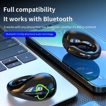 Ušní Klip, Bluetooth 5.3 Sluchátka Kostní Vedení Ergonomický Lehký Mini Sluchátka s Mikrofonem Sportovní Vodotěsné hi-fi Sluchátka