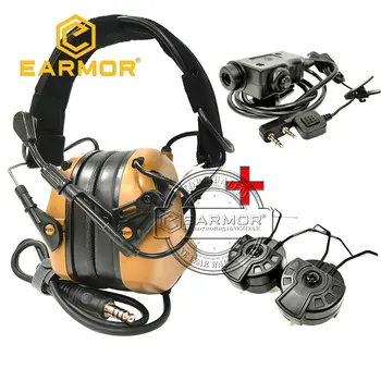 EARMOR M32 MOD4 Taktické Headset &M11 OBLOUKU Železniční Adaptér &M52 PTT Adaptér, Sada pro Rádiové Komunikace Snímání Hluku Odbavení
