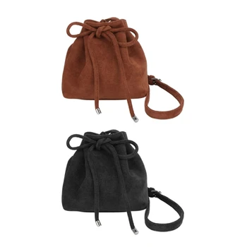 Vintage Skládaný Šňůrky Bucket Bag Stylová Crossbody Kabelka pro Ženy, Dívky, Cestování a Každodenní Použití