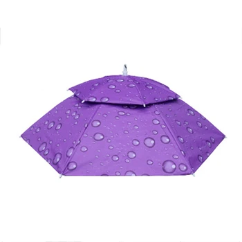 Double-Layer Hlavě Nosí Deštník Kompaktní Velikosti s Nastavitelnou Gumovou Čelenku Vhodné pro Člun Kajak XR-Hot