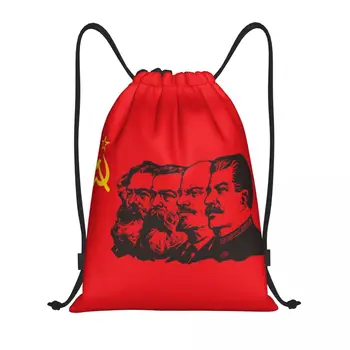 Komunistická Vlajka Marx, Engels, Lenin A Stalin Stahovací Batoh Sportovní Tašky pro Muže CCCP SSSR Komunismus Školení Sackpack