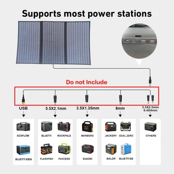 Solární Panel 60W 120W Skládací Solární Nabíječka s Výstupy pro Telefon, Tablet, RV Kempování v Přírodě