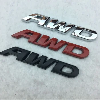 3D Metal Black Red Chrome Logo AWD Emblém Auto Fender Kufr Odznak Obtisk pro CRV AWD Jazz Proud HRV URV Vezel Nálepka Příslušenství