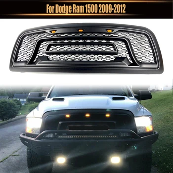 Pro Dodge Ram 1500 2009-2012 Pickup Auto Díly Auto Příslušenství Přední Grily, ABS Horní Přední Závodní Mesh Mřížky S LED Světly