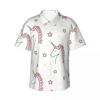 Jednorožci 3d Tisk Havajské Tričko Pánské Volné Oblečení Prodyšné Pánské Letní Košile Mužské Košile Mužské Oblečení Krátký Rukáv