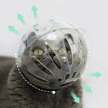 K5DC Kočka Ochranné Helmy Prodyšná - Nastavitelné Kryt pro Kočky Nosit po Operaci - Cat Grooming Pokrývky hlavy Anti-Bite
