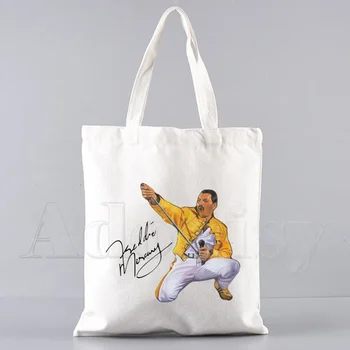 Freddie Mercury Tote Bag Unisex Plátno Tašky Nákupní Tašky Tištěné Ležérní Taška Přes Rameno, Skládací