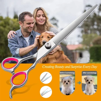Pet Grooming Zahnuté Nůžky Psí Chlupy Nástroj Pro Profesionální Ořezávání Nůžky Ohnuté Nůžky Teddy Řezání Nůžky Pet Nůžky