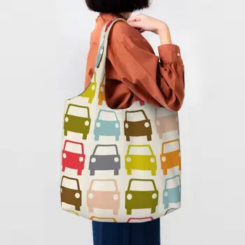 Módní Tisk Parkoviště Vzor Barevné Nákupní Tote Bag Portable Canvas Shopper Tašky Přes Rameno Fotografování Kabelky