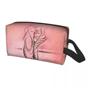 Vlastní Baletní Boty Růžový Toaletní Taška pro Ženy Balerína Tanečnice, Kosmetické Make-up Organizátor Krásy Lady Skladování toaletní tašku Box