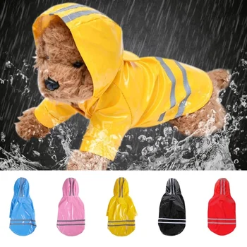 Pet Malý Pes Pláštěnka PU Reflexní Nepromokavé Oblečení s Kapucí Kombinéza do Deště pro Malé a Střední Psy Teddy Čivava