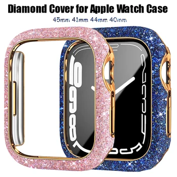 Bling Pouzdro pro Apple Watch série 8 7 6 5 4 41mm 45mm Protector Diamond iWatch Ochranné PC Nárazníku Třpytky Ženy příslušenství