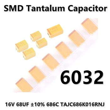 (2ks) Originální 6032 (Typ C) 16V 68UF ±10% 686C TAJC686K016RNJ SMD tantal kondenzátor