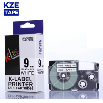 9mm/12mm Casio label pásku Černá na Bílé XR9WE 12WE pro KL-60 stroji KL-60SR KL120 EZ Label Maker