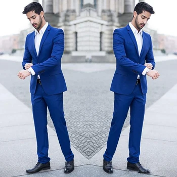 Poslední Kabát, Kalhoty Design Svatební Obleky Royal Blue Man Business Sako, Skinny Ženicha Smokingu 2ks Slim Fit Terno Masculino Kostým
