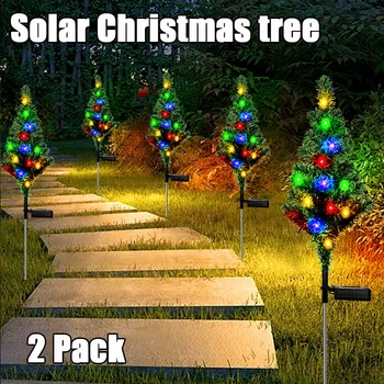 2Pack Solární Led Světlo Vánoční strom Dekorace Venkovní, Vodotěsné Zahradní Terasa Veranda Nový Rok, strana, Vánoční Záplava Světla
