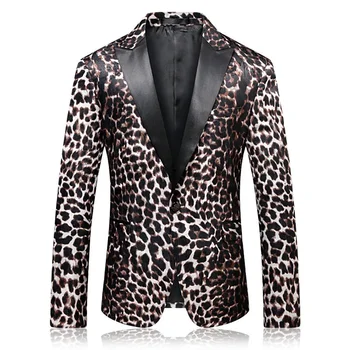 Pánské Nové Módní Univerzální Slim Fit korejský Flower Oblek Svatební Kabát Leopard Vzor Módní Personalizované Oblek Top
